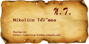 Nikolics Tímea névjegykártya